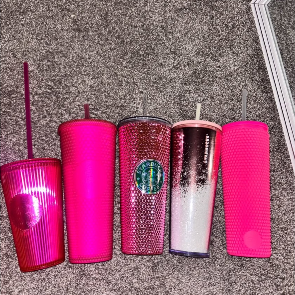 Starbucks Hot Pink Reusable Cold Cups - Set of 5